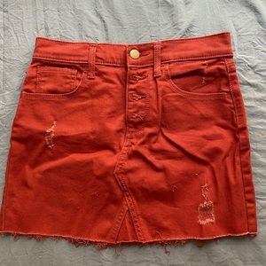 Orange denim skirt